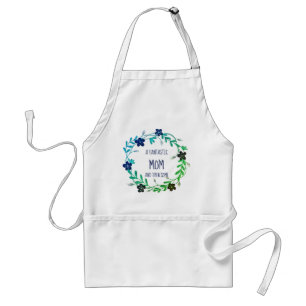 FANTASTIC MOM AND THEN SOME Floral Wreath GREEN Standard Apron