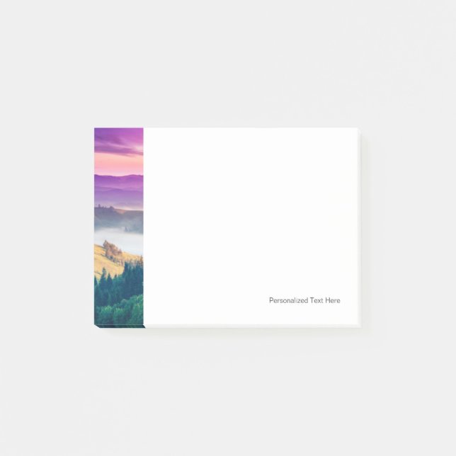 Fantastic Morning Mountain Landscape. Overcast Post-it Notes (Front)