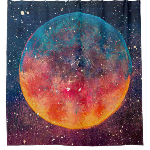 Fantastic oil painting beautiful big planet moon a