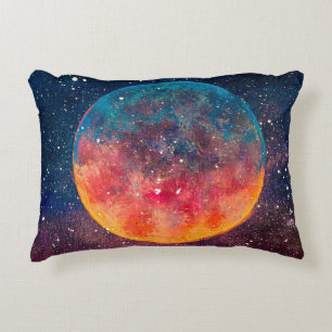 Fantastic oil painting beautiful big planet moon a accent pillow