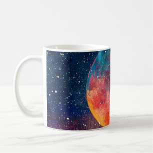 Fantastic oil painting beautiful big planet moon a coffee mug