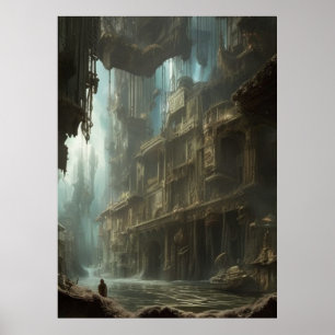 Fantastic old and abandoned flood city poster