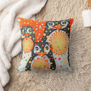 Fantastic Penguins Throw Pillow