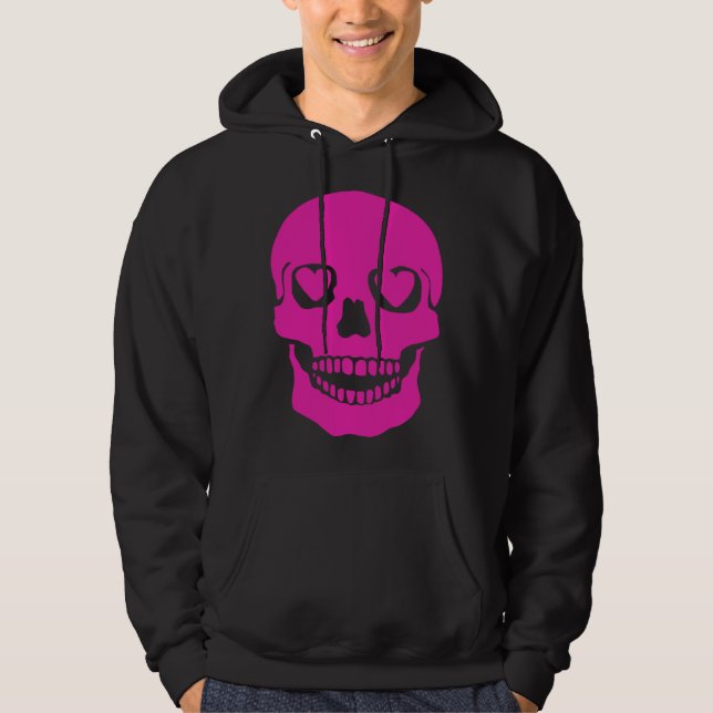 Fantastic Pink Skull Heart Eyes Hoodie (Front)