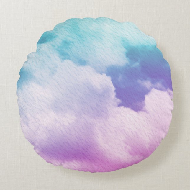 fantastic soft cloud with pastel gradient colour a round pillow (Front)