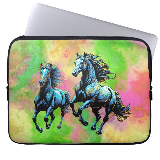 Fantastic Two Galloping Horses Laptop Sleeve (Front)