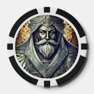 Fantastic Wizard Poker Chips, Black Striped Edge Chips