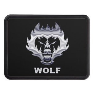 Fantastic Wolf Face Steel Design Trailer Hitch Cover