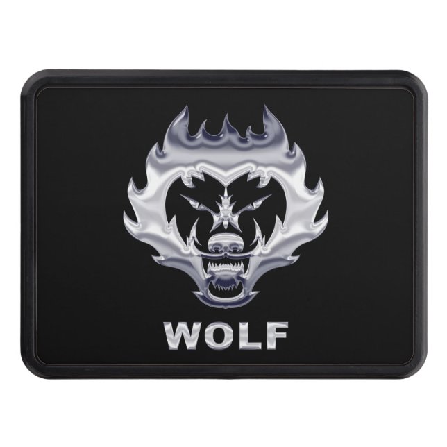 Fantastic Wolf Face Steel Design Trailer Hitch Cover (Front)