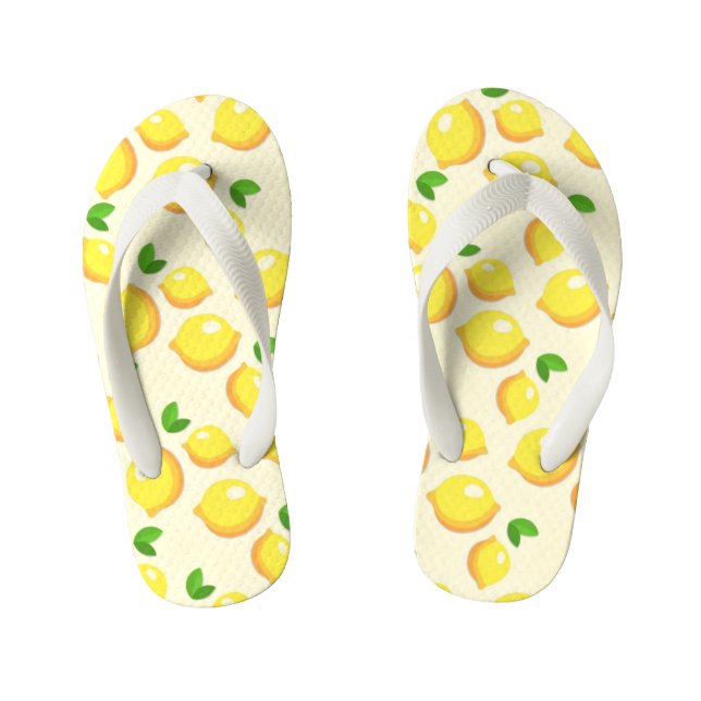 fantastic yellow lemons kid's flip flops (Footbed)