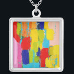 Fantastical Abstract Painting by Kris Taylor Silver Plated Necklace<br><div class="desc">Kris Taylor used heavy brush strokes to create this fantastical abstract painting. The colours feel as if they are ready to leap off the print and right onto your wall. Order your copy today!</div>
