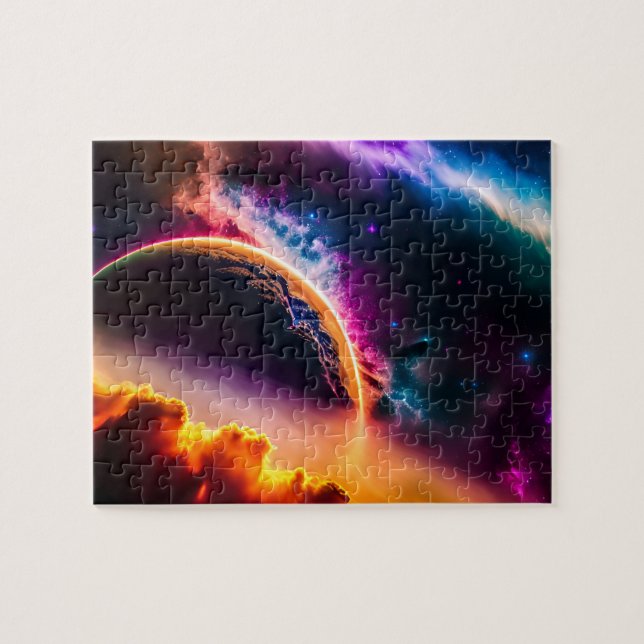 Fantastical Colourful Clouds with Planet Landscape Jigsaw Puzzle (Horizontal)