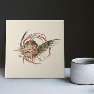 Fantastical Creature Enchanting Art Nouveau Seder Tile