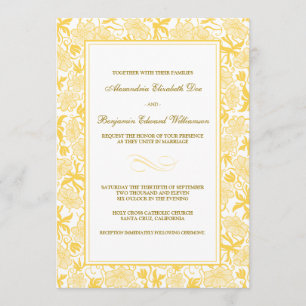 Fantastique Faire-part de mariage jaune floral