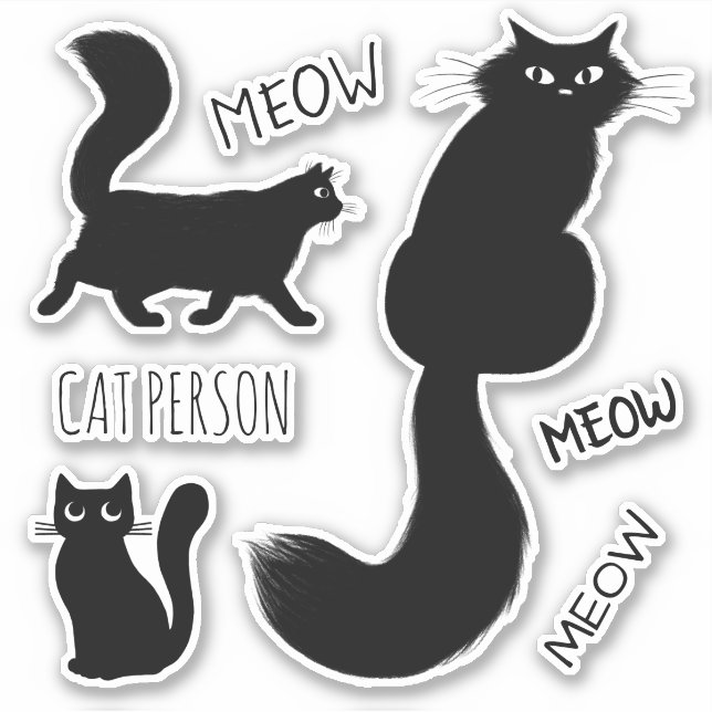 Fantastique Kitties Noires | Ensemble de stickers  (Devant)