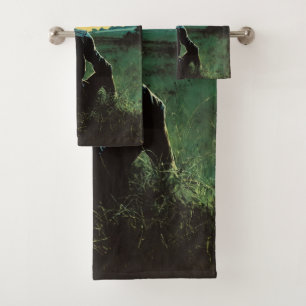 Fantasy 70s Art   Man in Grassy Field Bath Towel Set