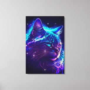 Fantasy Abstract Cute Galaxy Space Kitty Cat Art Canvas Print