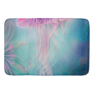 Fantasy Abstract Pink Octopus In The Ocean Bath Mat