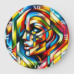 Fantasy Abstract Stained Glass Large Clock