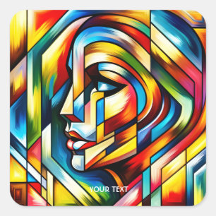 Fantasy Abstract Stained Glass Square Sticker
