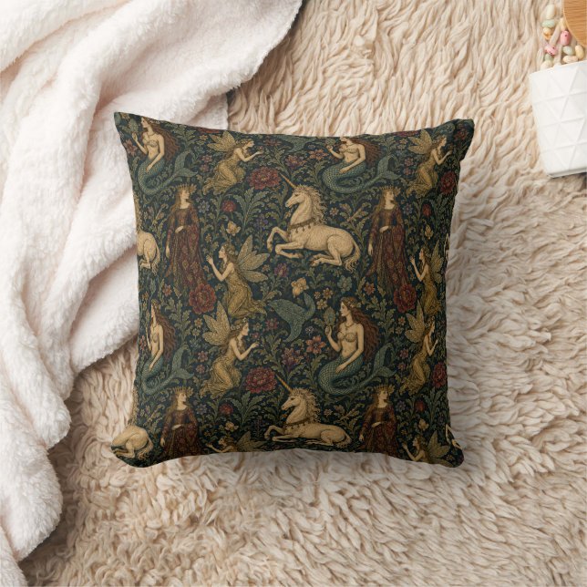 Fantasy Academia Feminine  Throw Pillow (Blanket)