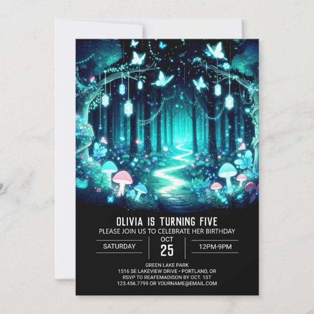 Fantasy Adorable Woodland Digital Birthday Invitation (Front)