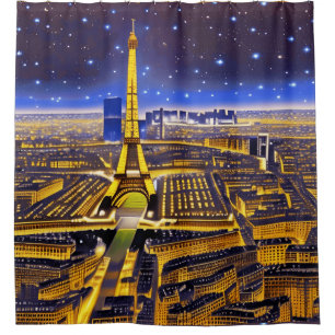 Fantasy Aerial View of Paris Under the Stars