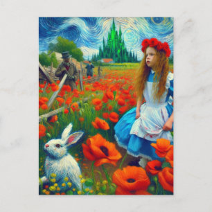 Fantasy Alice and the Rabbit Enter Oz Postcard