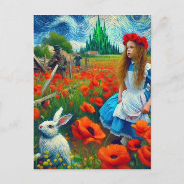 Fantasy Alice and the Rabbit Enter Oz  Postcard (Front)