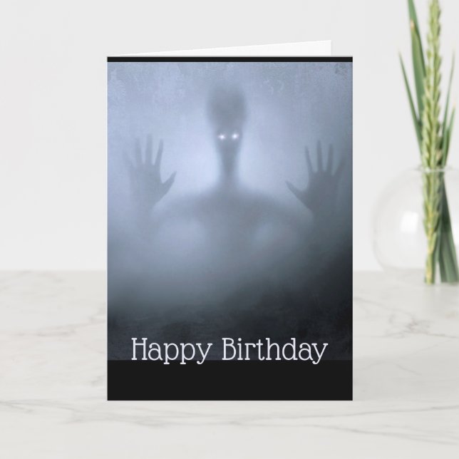 Fantasy Alien Fog Birthday Scary Ghost Night Card (Front)