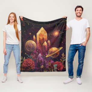 Fantasy Amethyst Crystal Realm Pattern Fleece Blanket