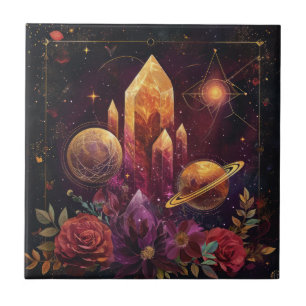 Fantasy Amethyst Crystal Realm Pattern Tile