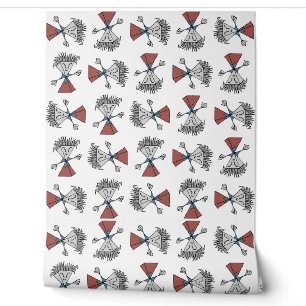 Fantasy angry character hand drawn motif seamless  wallpaper