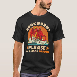 Fantasy Animal Book Dragon Bookworm Retro Reading T-Shirt