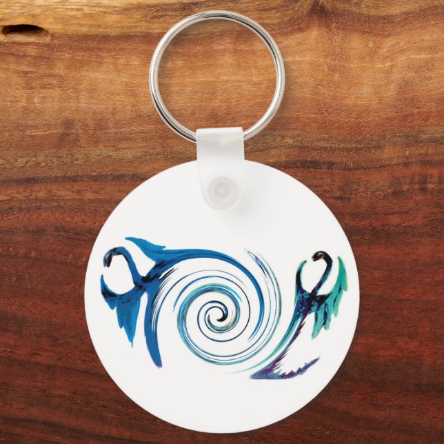 Fantasy Animal Cool Blue Dragons Keychain (Front)