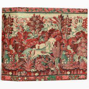 FANTASY ANIMALS,HORSES,WOODLAND Red Green Floral Binder