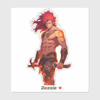 Fantasy Anime Husbando Sticker – Fiery Red Hair