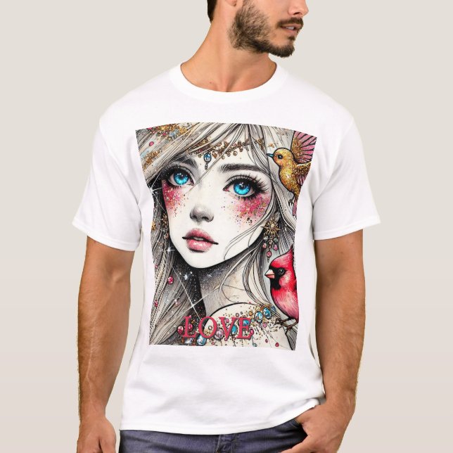 Fantasy Anime Manga Girl Asuka Tshirt Ruby (Front)