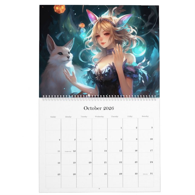 Fantasy Anime Worlds 2024 Calendar (Oct 2026)