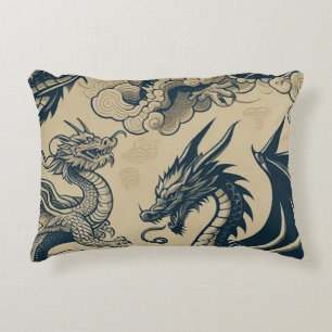 Fantasy Antiqued Dragons Accent Pillow