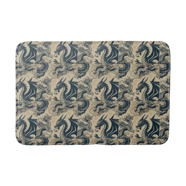 Fantasy Antiqued Dragons  Bath Mat (Front)