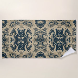 Fantasy Antiqued Dragons Beach Towel