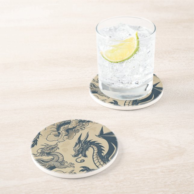 Fantasy Antiqued Dragons  Coaster (Side)