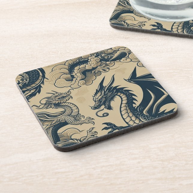 Fantasy Antiqued Dragons  Coaster (Left Side)