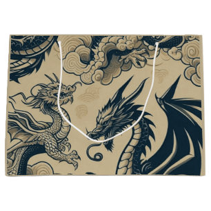 Fantasy Antiqued Dragons Large Gift Bag