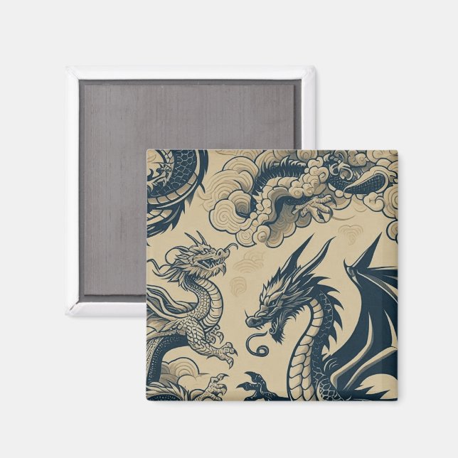 Fantasy Antiqued Dragons  Magnet (Front/Back)