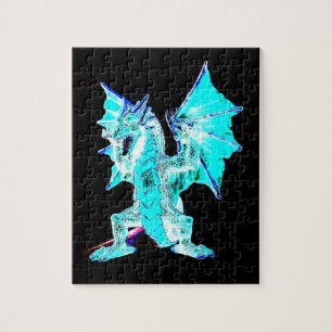 Fantasy Aqua Blue Dragon Jigsaw Puzzle