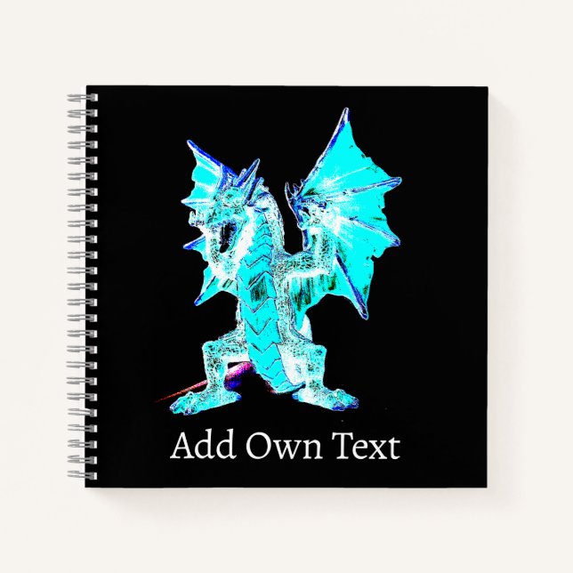 Fantasy Aqua Blue Dragon Notebook (Front)