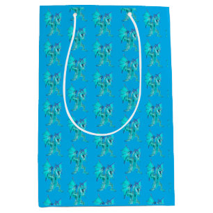 Fantasy Aqua Dragon Sky Blue Medium Gift Bag