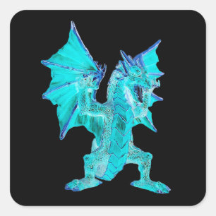 Fantasy Aqua Dragon  Square Sticker